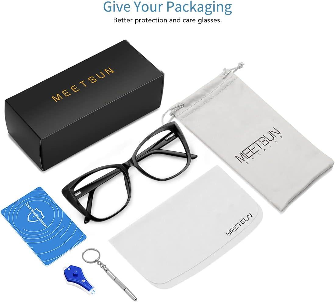 imageMEETSUN Blue Light Blocking Glasses for Women Anti Eyestrain Filter Blue Ray Oversized Computer Game GlasseBlack Frame