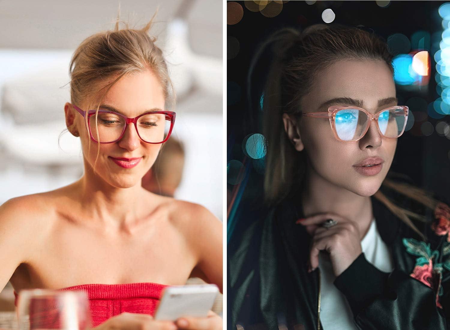 imageMEETSUN Blue Light Blocking Glasses for Women Anti Eyestrain Filter Blue Ray Oversized Computer Game GlasseRed Frame