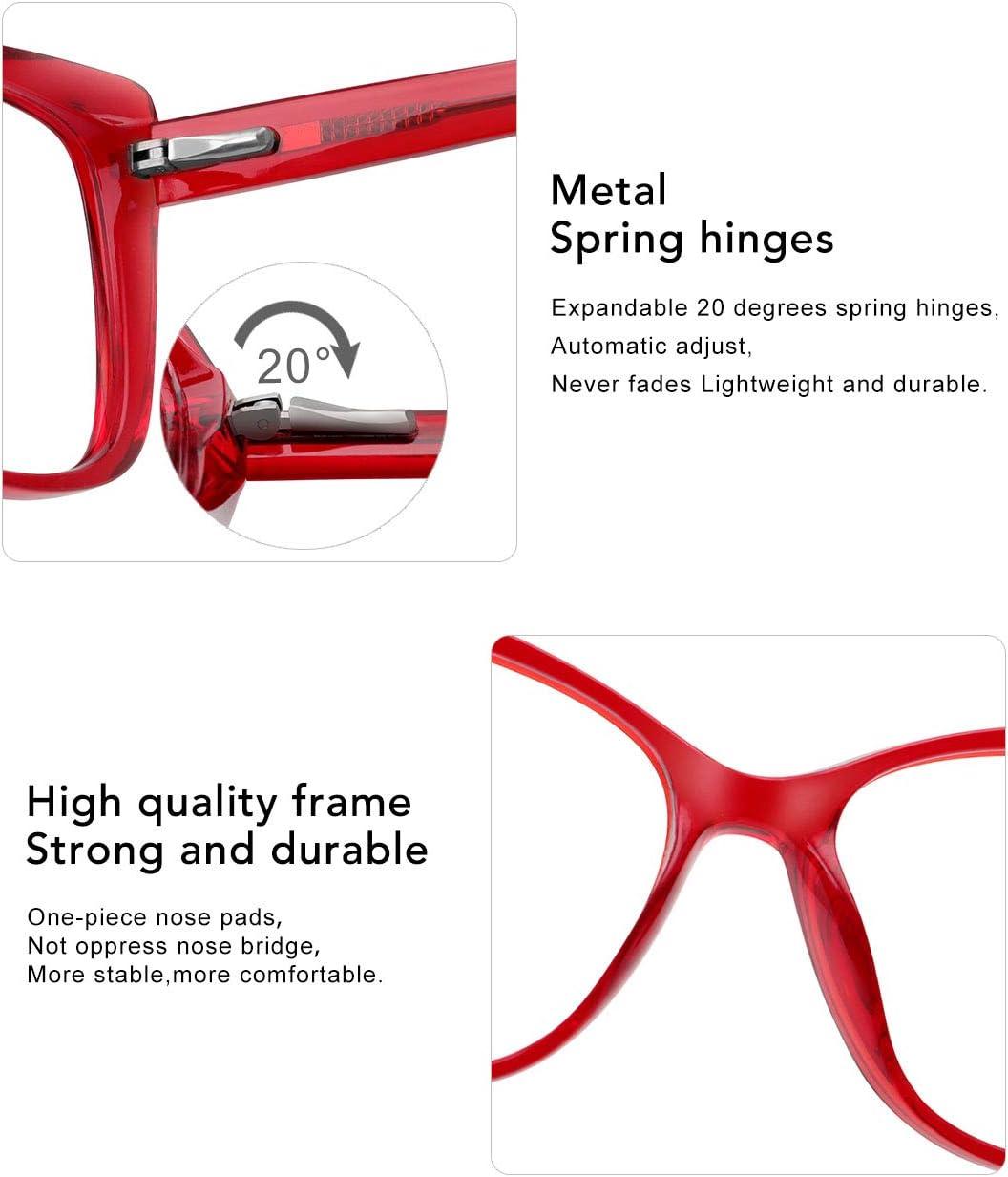 imageMEETSUN Blue Light Blocking Glasses for Women Anti Eyestrain Filter Blue Ray Oversized Computer Game GlasseRed Frame