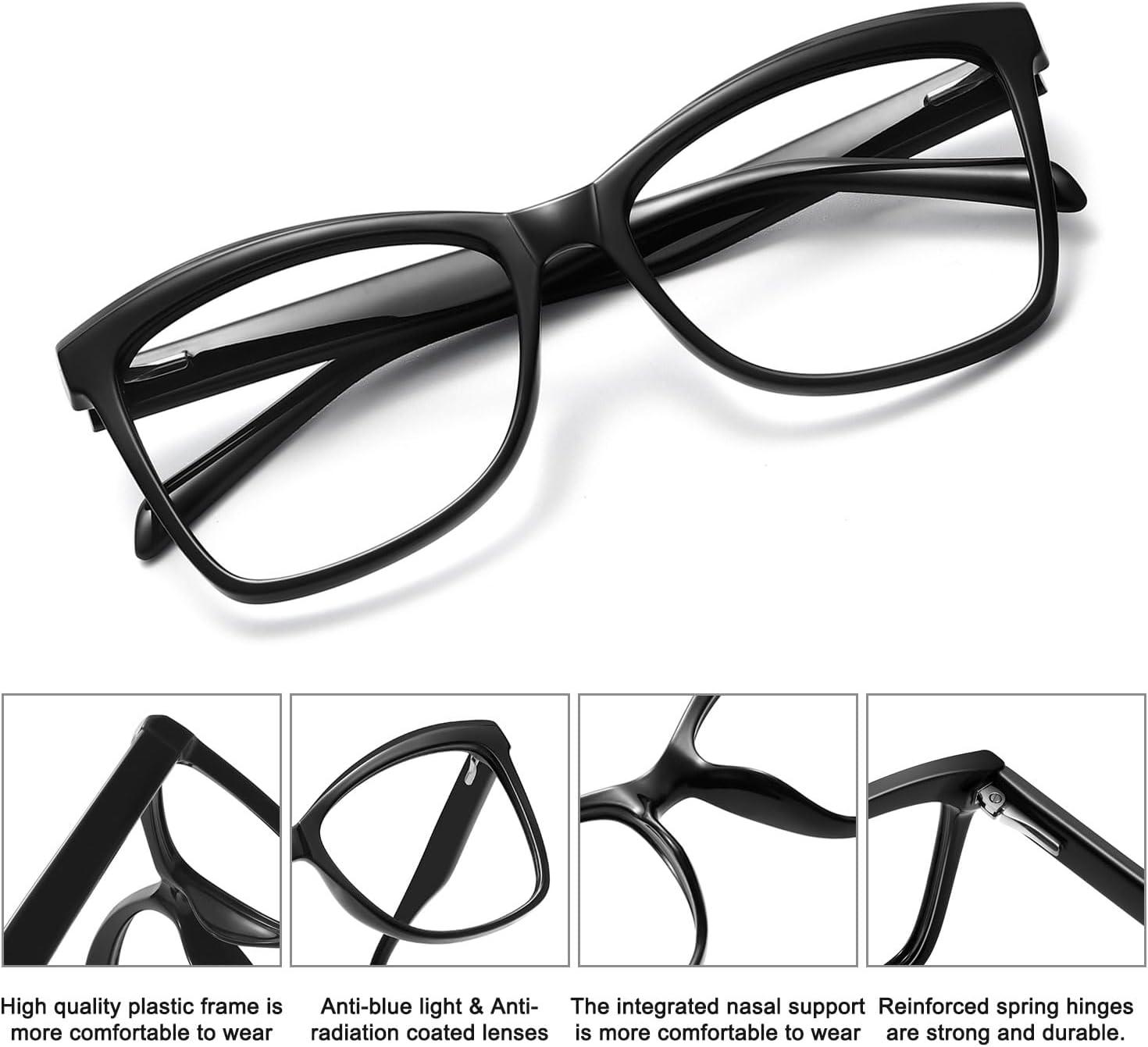 imageMEETSUN Blue Light Blocking Glasses for Women Anti Eyestrain Filter Blue Ray Oversized Computer Game GlasseZc1 Black