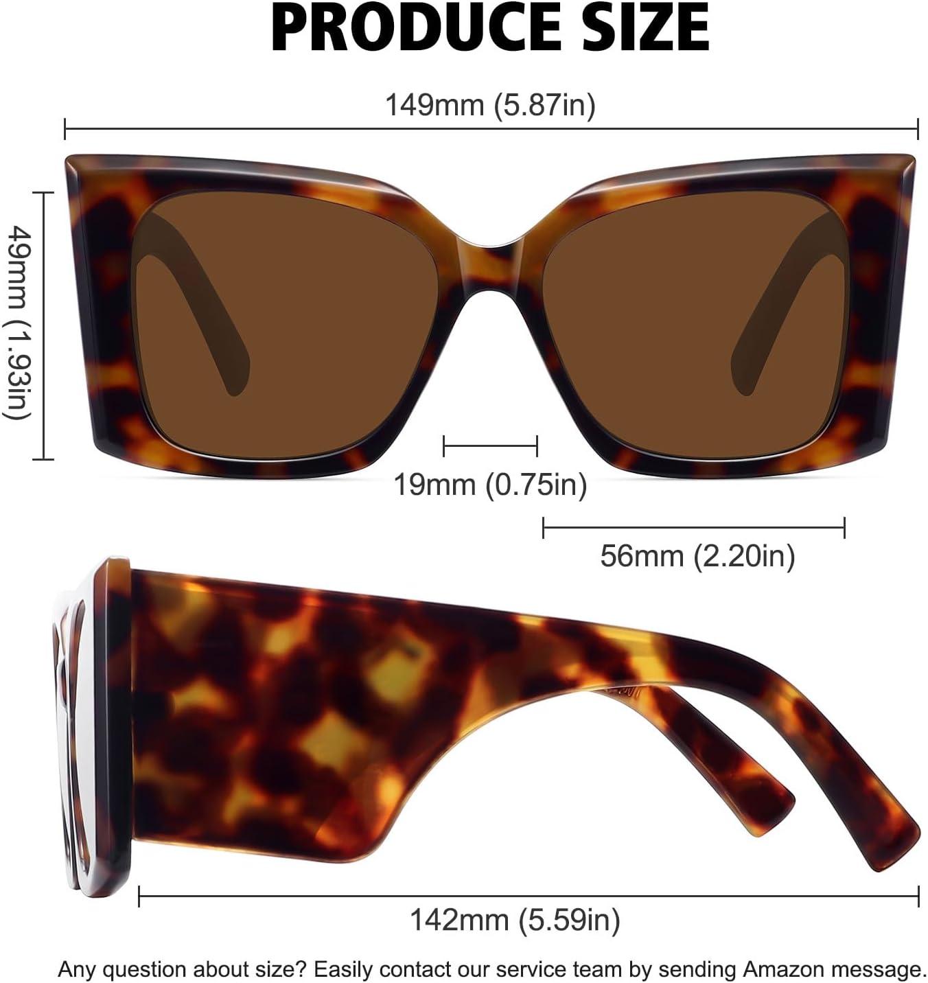 imageMEETSUN Trendy Retro Cat Eye Oversized Sunglasses for Women Stylish Vintage Wide Legs Square 90s Big Shades UV400 ProtectionTortoiseshell FrameBrown Lens