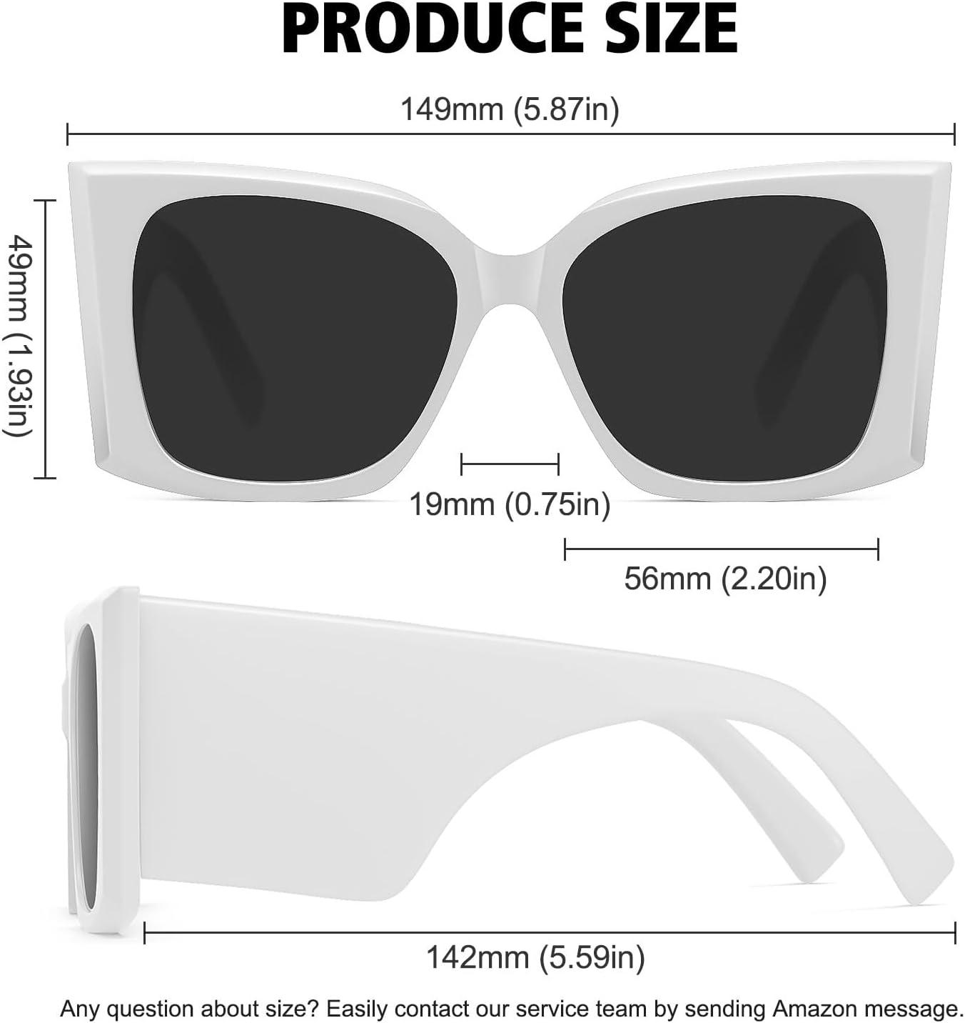 imageMEETSUN Trendy Retro Cat Eye Oversized Sunglasses for Women Stylish Vintage Wide Legs Square 90s Big Shades UV400 ProtectionWhite FrameGray Lens