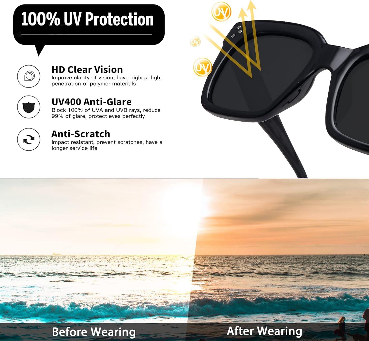 imageMEETSUN Vintage Square Oversized Sunglasses for Women Fashion Retro Designer Shades Big Trendy Large SunniesBlack  Grey