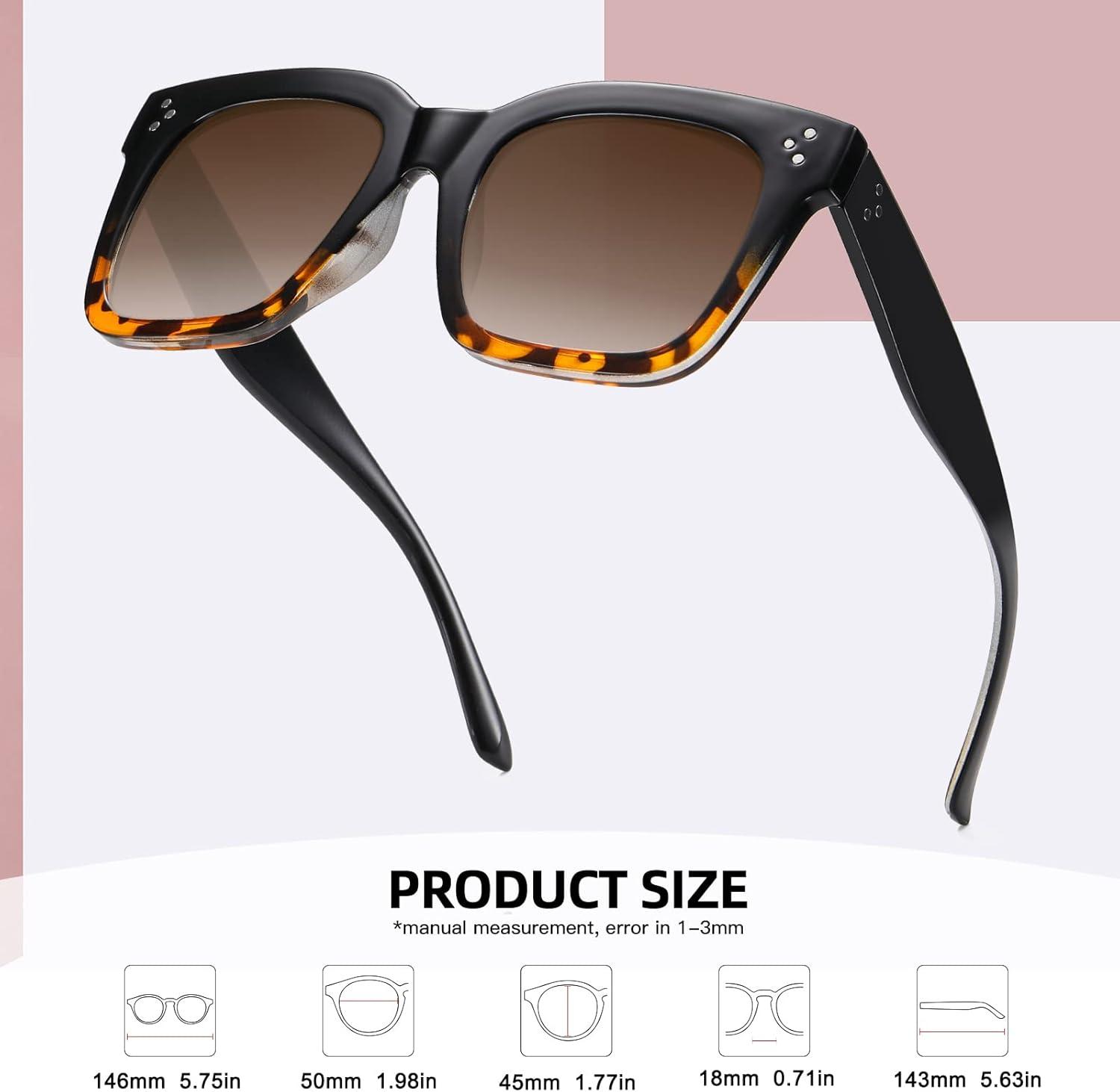 imageMEETSUN Vintage Square Oversized Sunglasses for Women Fashion Retro Designer Shades Big Trendy Large SunniesBlacktortoise  Brown