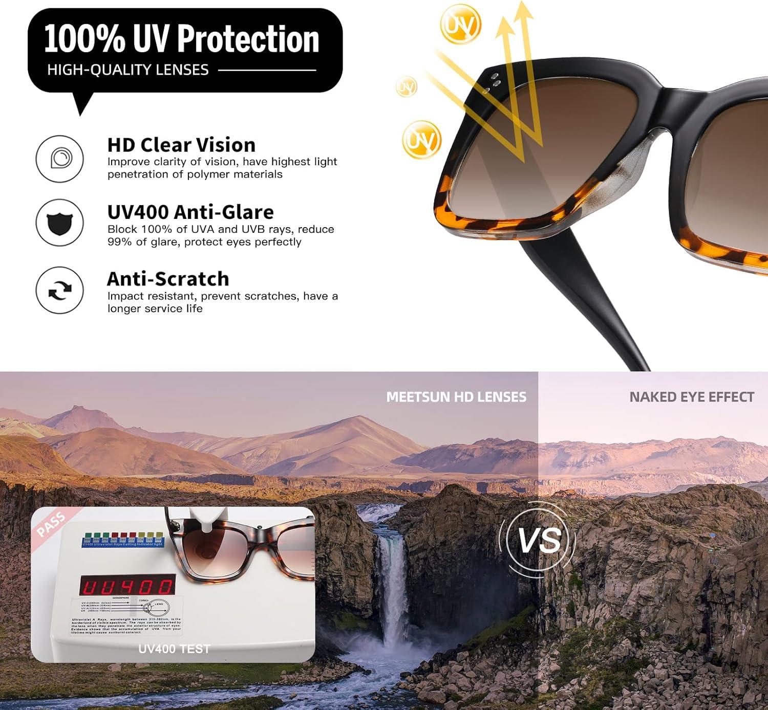 imageMEETSUN Vintage Square Oversized Sunglasses for Women Fashion Retro Designer Shades Big Trendy Large SunniesBlacktortoise  Brown