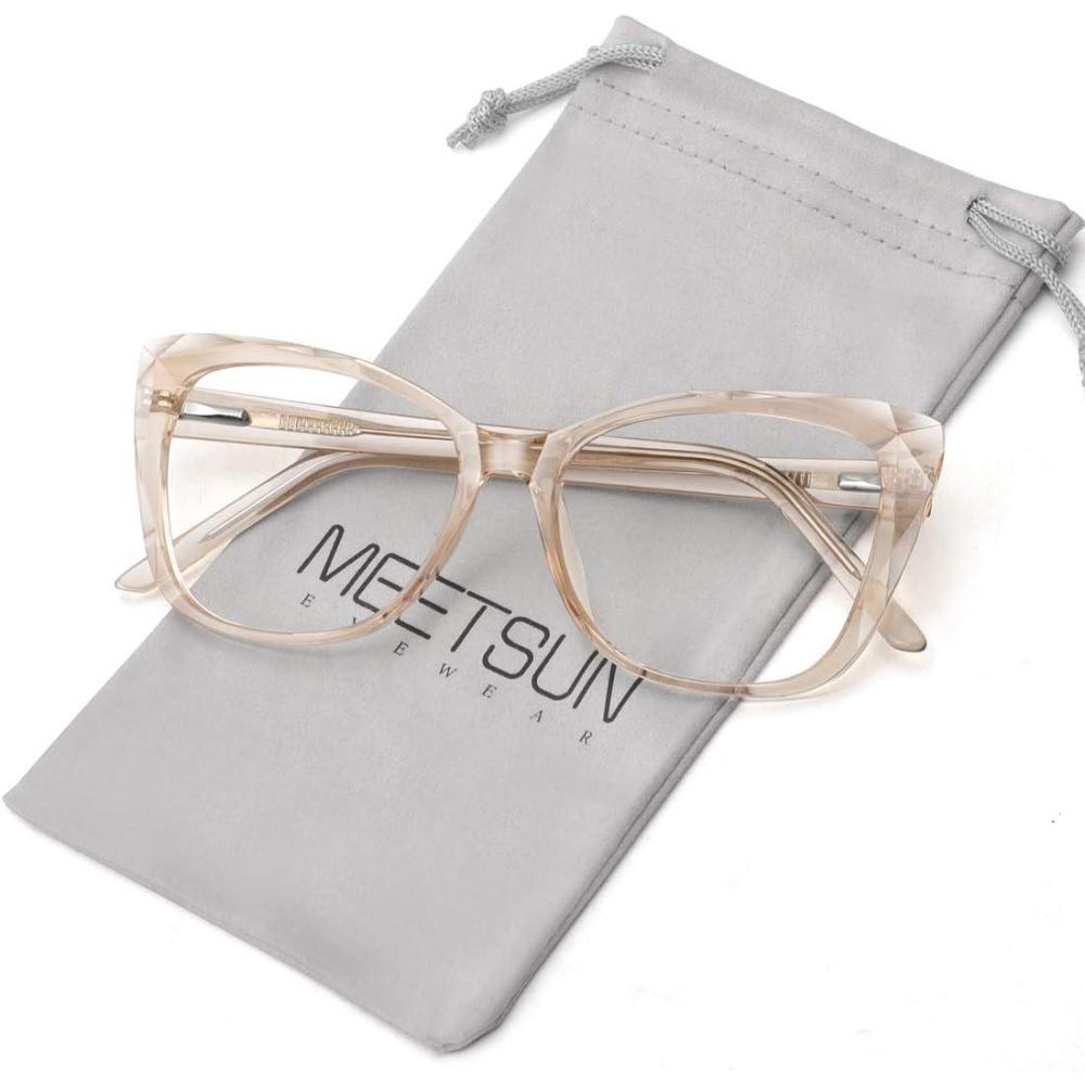 imageMEETSUN Blue Light Blocking Glasses for Women Anti Eyestrain Filter Blue Ray Oversized Computer Game GlasseBrown Frame