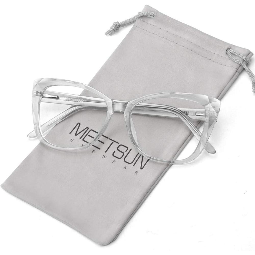 imageMEETSUN Blue Light Blocking Glasses for Women Anti Eyestrain Filter Blue Ray Oversized Computer Game GlasseClear Frame