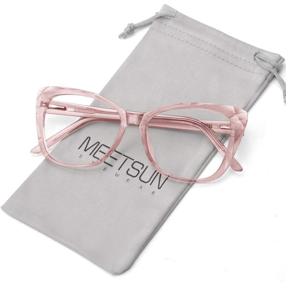 imageMEETSUN Blue Light Blocking Glasses for Women Anti Eyestrain Filter Blue Ray Oversized Computer Game GlassePink Frame