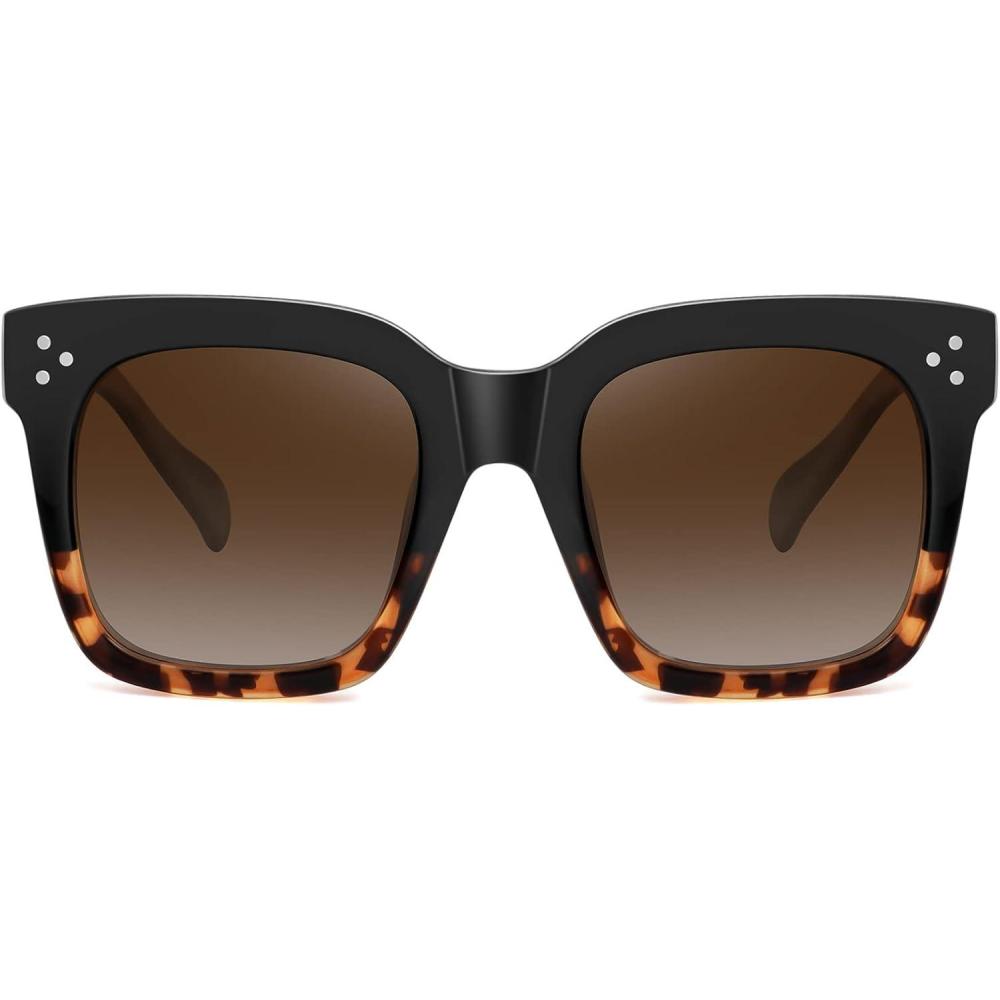 imageMEETSUN Vintage Square Oversized Sunglasses for Women Fashion Retro Designer Shades Big Trendy Large SunniesBlacktortoise  Brown