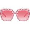 imageMEETSUN Elton Square Rhinestone Sunglasses  Oversized Bling for Women with Diamond Frames  70s Retro for Beach ampamp DiscoPink FramePink Gradient Lens