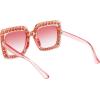 imageMEETSUN Elton Square Rhinestone Sunglasses  Oversized Bling for Women with Diamond Frames  70s Retro for Beach ampamp DiscoPink FramePink Gradient Lens