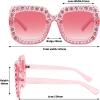 imageMEETSUN Elton Square Rhinestone Sunglasses  Oversized Bling for Women with Diamond Frames  70s Retro for Beach ampamp DiscoPink FramePink Gradient Lens