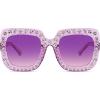 imageMEETSUN Elton Square Rhinestone Sunglasses  Oversized Bling for Women with Diamond Frames  70s Retro for Beach ampamp DiscoPurple FramePurple Gradient Lens Sunglasses