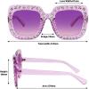 imageMEETSUN Elton Square Rhinestone Sunglasses  Oversized Bling for Women with Diamond Frames  70s Retro for Beach ampamp DiscoPurple FramePurple Gradient Lens Sunglasses
