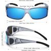 imageMEETSUN Fit Over Glasses Sunglasses for Men WomenWrap Around Sunglasses Polarized UV400 ProtectionClear Gray Frameblue Mirror Lens
