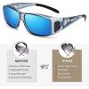 imageMEETSUN Fit Over Glasses Sunglasses for Men WomenWrap Around Sunglasses Polarized UV400 ProtectionClear Gray Frameblue Mirror Lens