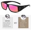 imageMEETSUN Fit Over Glasses Sunglasses for Men WomenWrap Around Sunglasses Polarized UV400 ProtectionMatte Black Framepurple Mirror Lens