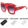 imageMEETSUN Oversized Square Sunglasses Women Inspired Multi Tinted Frame Fashion Modern ShadesRed Frame