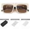 imageMEETSUN Oversized Sunglasses For Women Men 80s 90s Hip Hop sunglasses Rapper Metal Chain Arm Design UV400 ProtectionBeige  Brown
