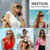 imageMEETSUN Oversized Sunglasses For Women Men 80s 90s Hip Hop sunglasses Rapper Metal Chain Arm Design UV400 ProtectionBeige  Brown