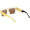 imageMEETSUN Oversized Sunglasses For Women Men 80s 90s Hip Hop sunglasses Rapper Metal Chain Arm Design UV400 ProtectionBeige  Brown