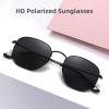 imageMEETSUN Polarized Hexagon Sunglasses for Women Men Polygon Square Sun Glasses UV400 Protection Metal Frame2 Packgold Grayblack Gray