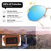 imageMEETSUN Polarized Hexagon Sunglasses for Women Men Polygon Square Sun Glasses UV400 Protection Metal Frame2 Packgold Graygold Blue