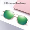 imageMEETSUN Polarized Hexagon Sunglasses for Women Men Polygon Square Sun Glasses UV400 Protection Metal Frame2 Packgold Graygreen Mirror Lens