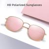 imageMEETSUN Polarized Hexagon Sunglasses for Women Men Polygon Square Sun Glasses UV400 Protection Metal Frame2 Packgold Graypink Mirror Lens
