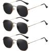 imageMEETSUN Polarized Hexagon Sunglasses for Women Men Polygon Square Sun Glasses UV400 Protection Metal Frame3 Packgold Graygold Graygold Gray