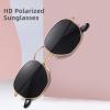 imageMEETSUN Polarized Hexagon Sunglasses for Women Men Polygon Square Sun Glasses UV400 Protection Metal Frame3pack Gold Grayblack Graygold Brown