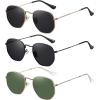 imageMEETSUN Polarized Hexagon Sunglasses for Women Men Polygon Square Sun Glasses UV400 Protection Metal Frame3pack Gold Grayblack Graygold Dark Green