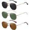 imageMEETSUN Polarized Hexagon Sunglasses for Women Men Polygon Square Sun Glasses UV400 Protection Metal Frame3pack Gold Graygold Browngold Dark Green