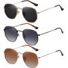 imageMEETSUN Polarized Hexagon Sunglasses for Women Men Polygon Square Sun Glasses UV400 Protection Metal Frame3pack Gold Graygradient Brown Lensgradient Gray Lens
