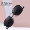 imageMEETSUN Polarized Hexagon Sunglasses for Women Men Polygon Square Sun Glasses UV400 Protection Metal FrameBlackgray