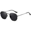 imageMEETSUN Polarized Hexagon Sunglasses for Women Men Polygon Square Sun Glasses UV400 Protection Metal FrameBlackgray