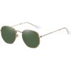 imageMEETSUN Polarized Hexagon Sunglasses for Women Men Polygon Square Sun Glasses UV400 Protection Metal FrameGold Framedark Green Lens