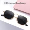 imageMEETSUN Polarized Hexagon Sunglasses for Women Men Polygon Square Sun Glasses UV400 Protection Metal FrameGold Framegray Lens