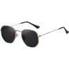 imageMEETSUN Polarized Hexagon Sunglasses for Women Men Polygon Square Sun Glasses UV400 Protection Metal FrameGold Framegray Lens