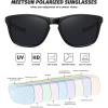 imageMEETSUN Polarized Sports Sunglasses for Women Men Driving Running Cycling Fishing Sun Glasses UV400 ProtectionBlack Framegray Lens