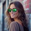 imageMEETSUN Polarized Sports Sunglasses for Women Men Driving Running Cycling Fishing Sun Glasses UV400 ProtectionBlack Framegreen Mirror Lens