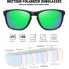 imageMEETSUN Polarized Sports Sunglasses for Women Men Driving Running Cycling Fishing Sun Glasses UV400 ProtectionBlack Framegreen Mirror Lens