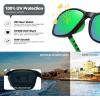 imageMEETSUN Polarized Sports Sunglasses for Women Men Driving Running Cycling Fishing Sun Glasses UV400 ProtectionBlack Framegreen Mirror Lens