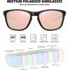 imageMEETSUN Polarized Sports Sunglasses for Women Men Driving Running Cycling Fishing Sun Glasses UV400 ProtectionBlack Framepink Mirror Lens