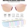 imageMEETSUN Polarized Sports Sunglasses for Women Men Driving Running Cycling Fishing Sun Glasses UV400 ProtectionClear Pink Framechampagne Mirror Lens