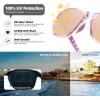 imageMEETSUN Polarized Sports Sunglasses for Women Men Driving Running Cycling Fishing Sun Glasses UV400 ProtectionClear Pink Framechampagne Mirror Lens