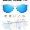 imageMEETSUN Polarized Sports Sunglasses for Women Men Driving Running Cycling Fishing Sun Glasses UV400 ProtectionTransparent Frameblue Mirror Lens