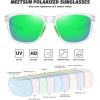 imageMEETSUN Polarized Sports Sunglasses for Women Men Driving Running Cycling Fishing Sun Glasses UV400 ProtectionTransparent Framegreen Mirror Lens