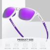 imageMEETSUN Polarized Sports Sunglasses for Women Men Driving Running Cycling Fishing Sun Glasses UV400 ProtectionTransparent Framepurple Mirror Lens