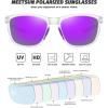 imageMEETSUN Polarized Sports Sunglasses for Women Men Driving Running Cycling Fishing Sun Glasses UV400 ProtectionTransparent Framepurple Mirror Lens